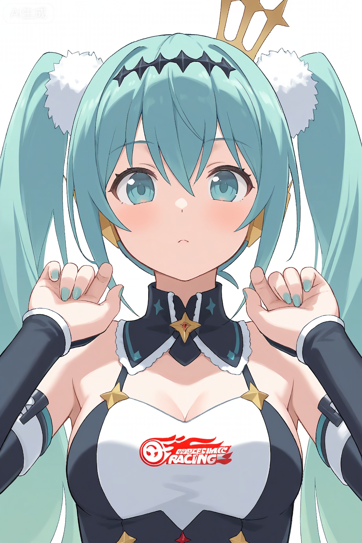 racing miku,1girl, solo, looking at viewer
master work,32K,UHD,perfect work,masterpiece,best quality,high quality,ultra-detailed,