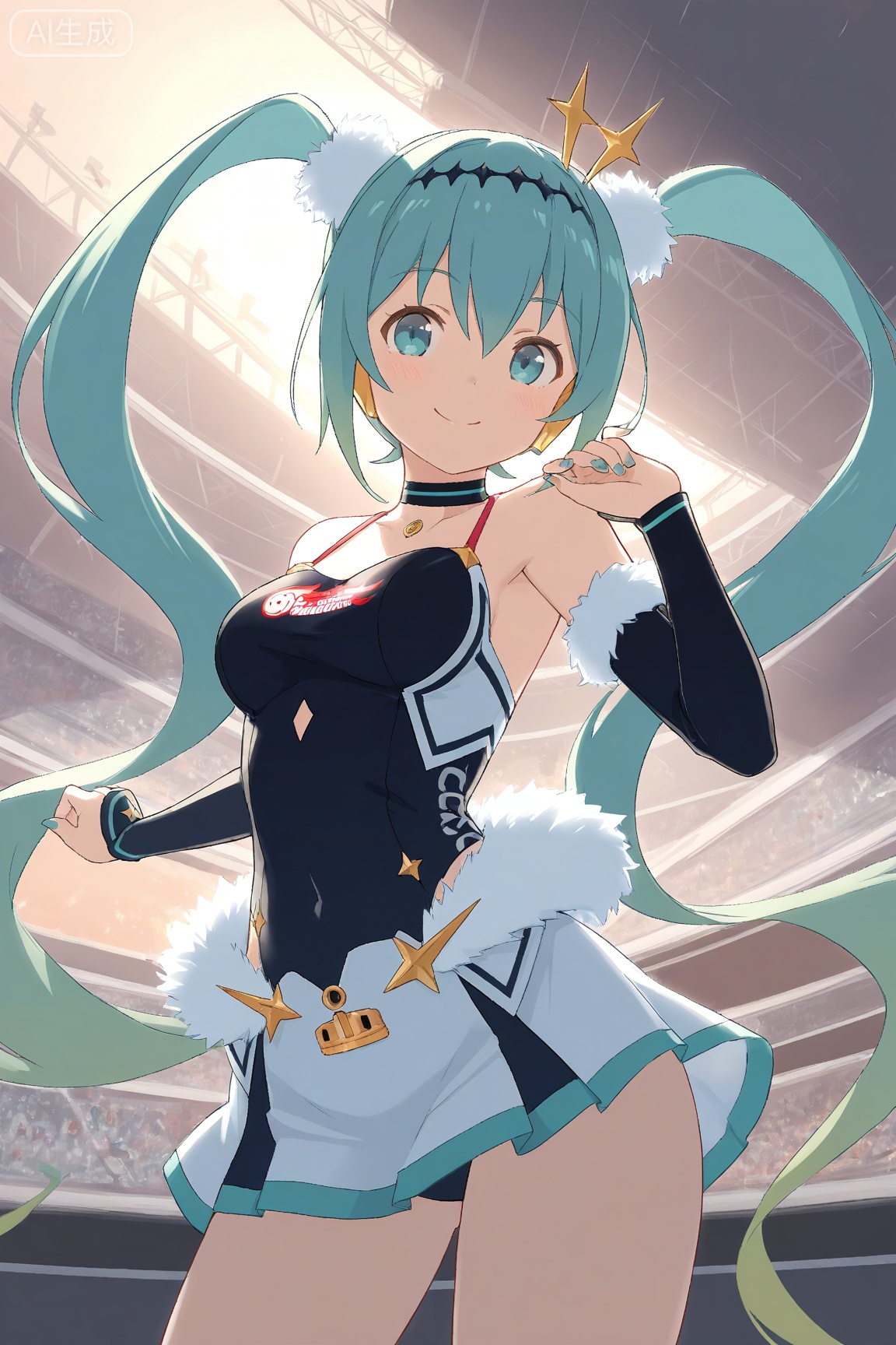 racing miku,1girl, solo, looking at viewer
master work,32K,UHD,perfect work,masterpiece,best quality,high quality,ultra-detailed,