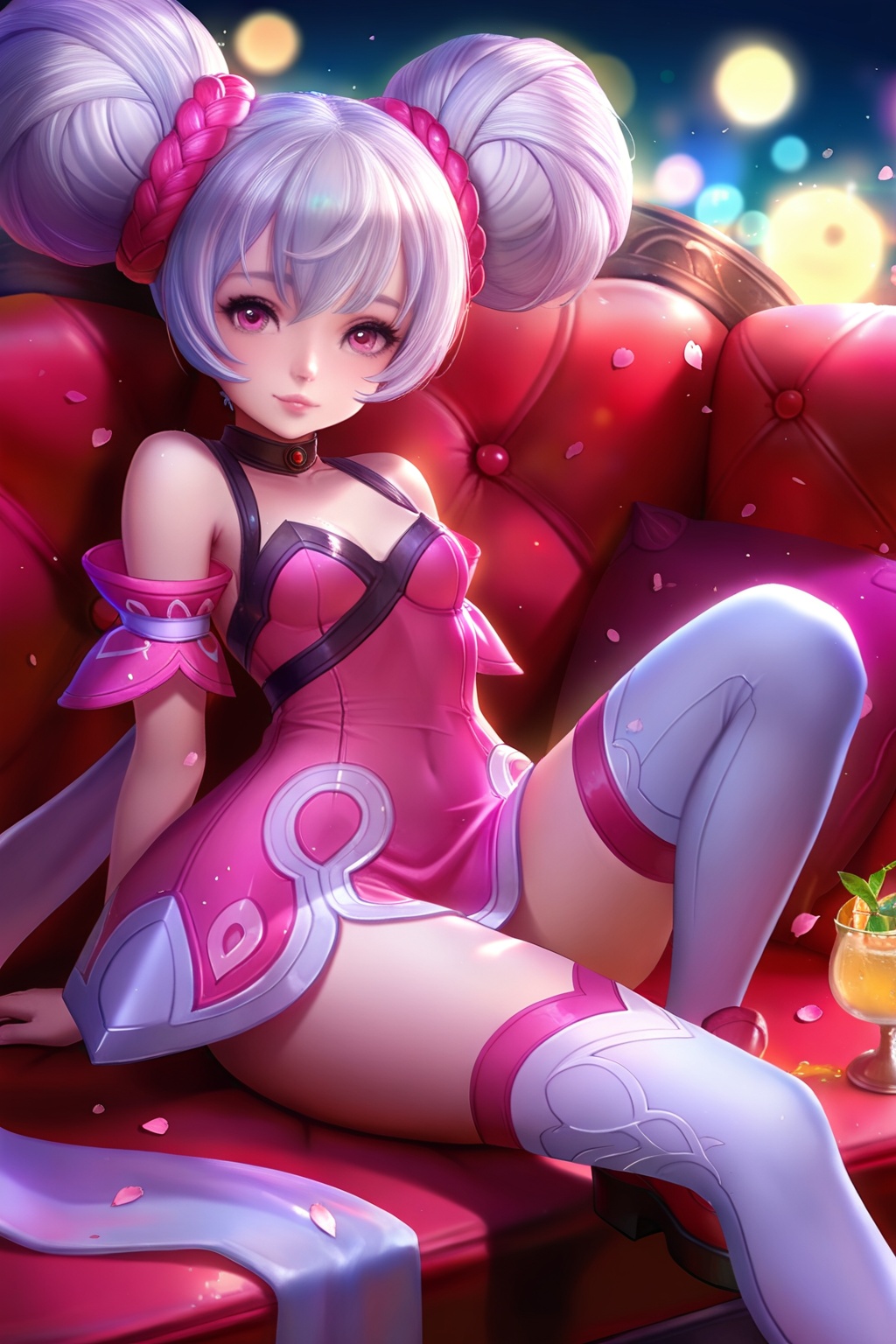 Thigh exposed,  thighhighs,  looking at viewer on Tensor.Art
