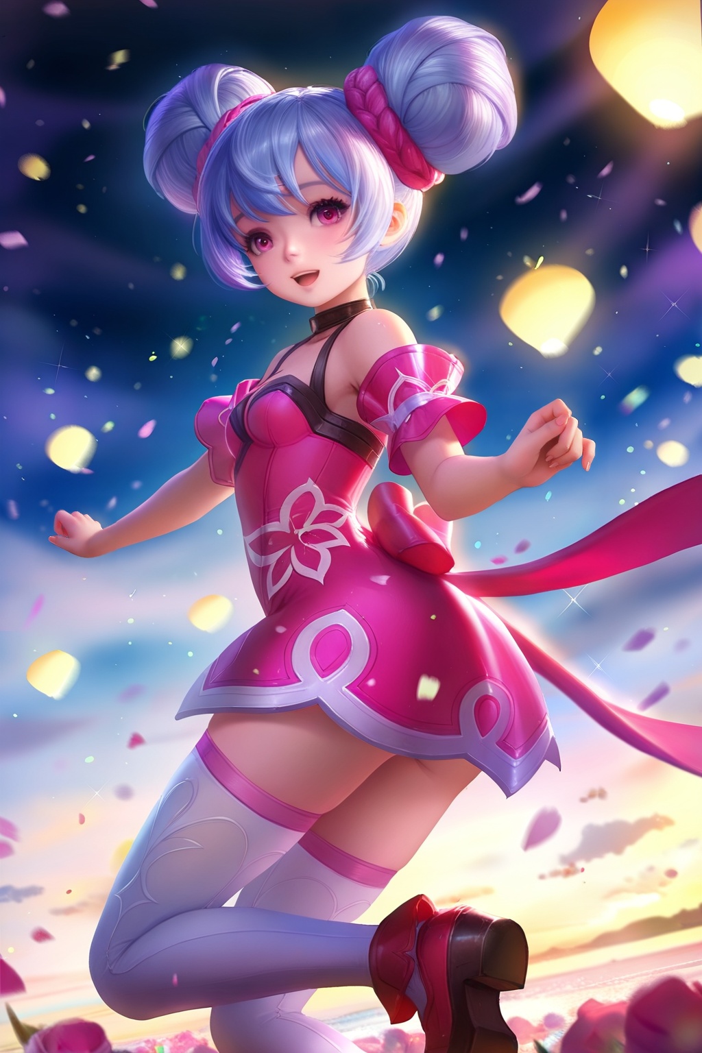 Thigh exposed,  thighhighs,  looking at viewer on Tensor.Art