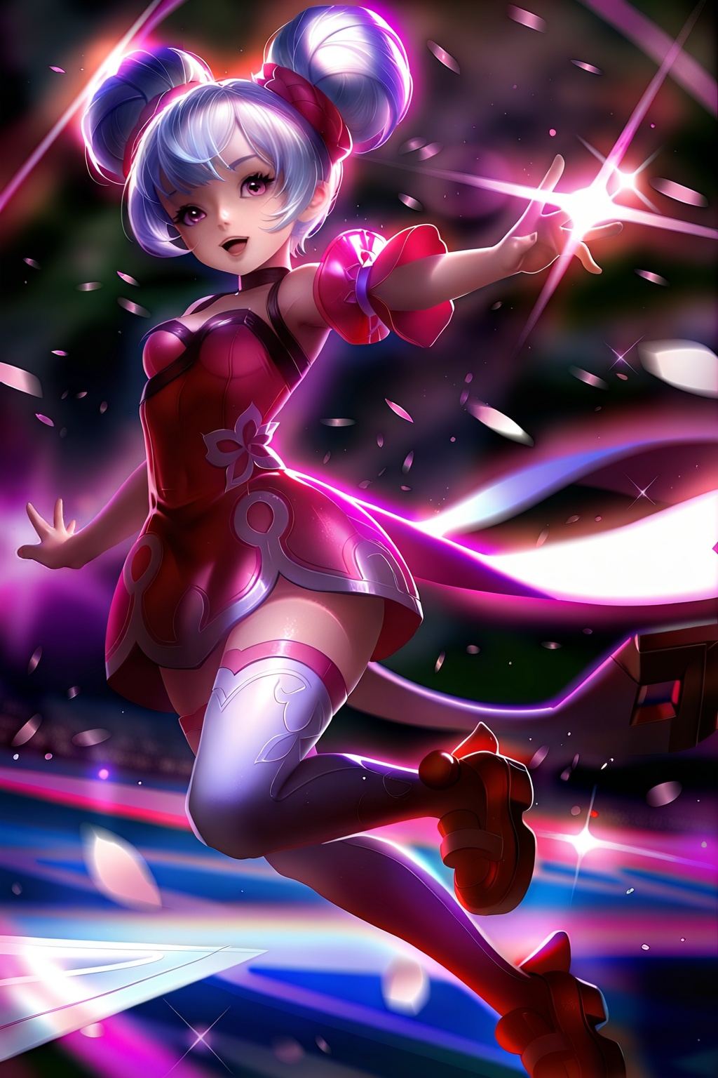 Thigh exposed,  thighhighs,  looking at viewer on Tensor.Art