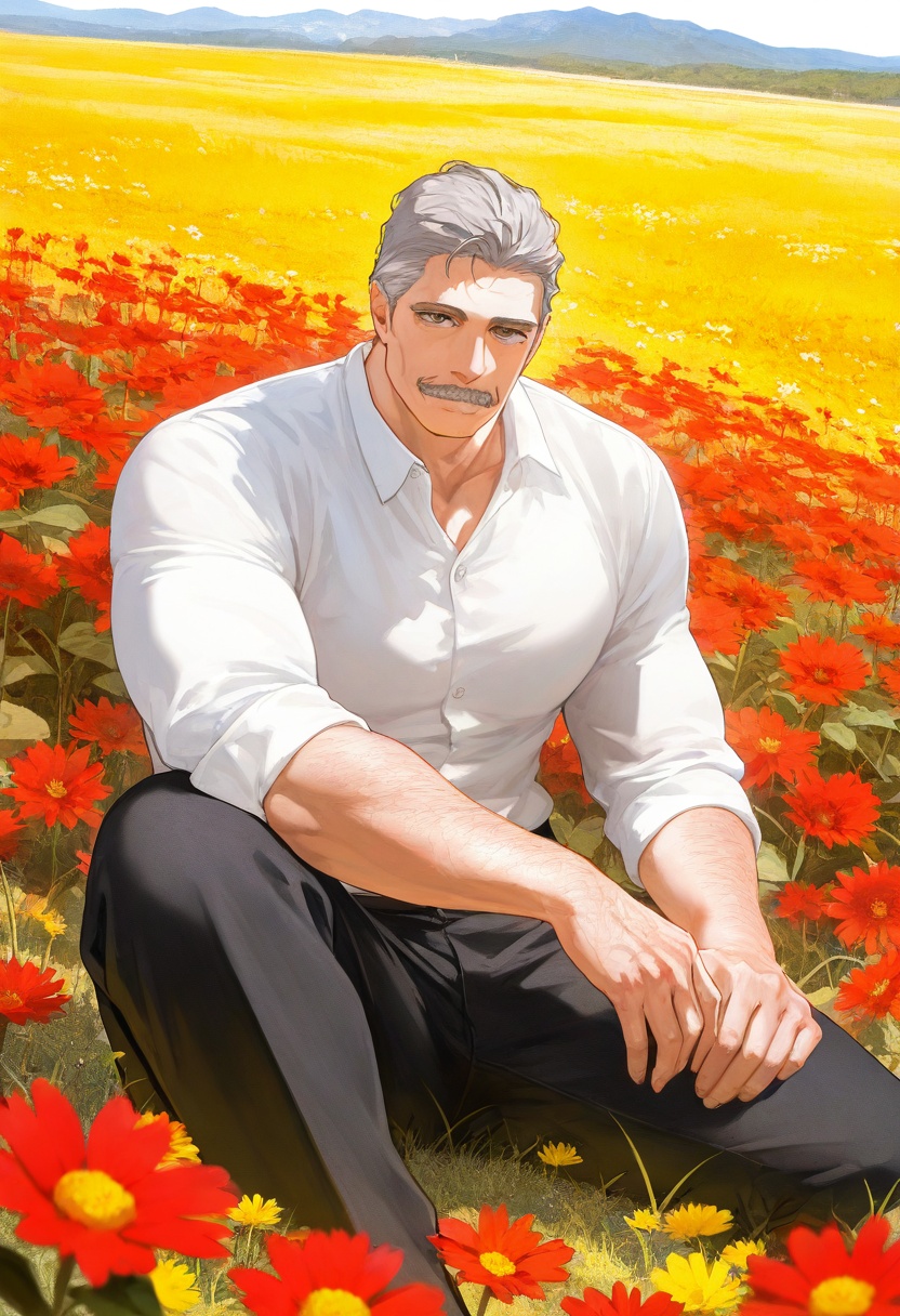 MaximilianVon-1male focus,  grey_MaximilianVon_hair,  grey_MaximilianVon_facial hair on Tensor.Art