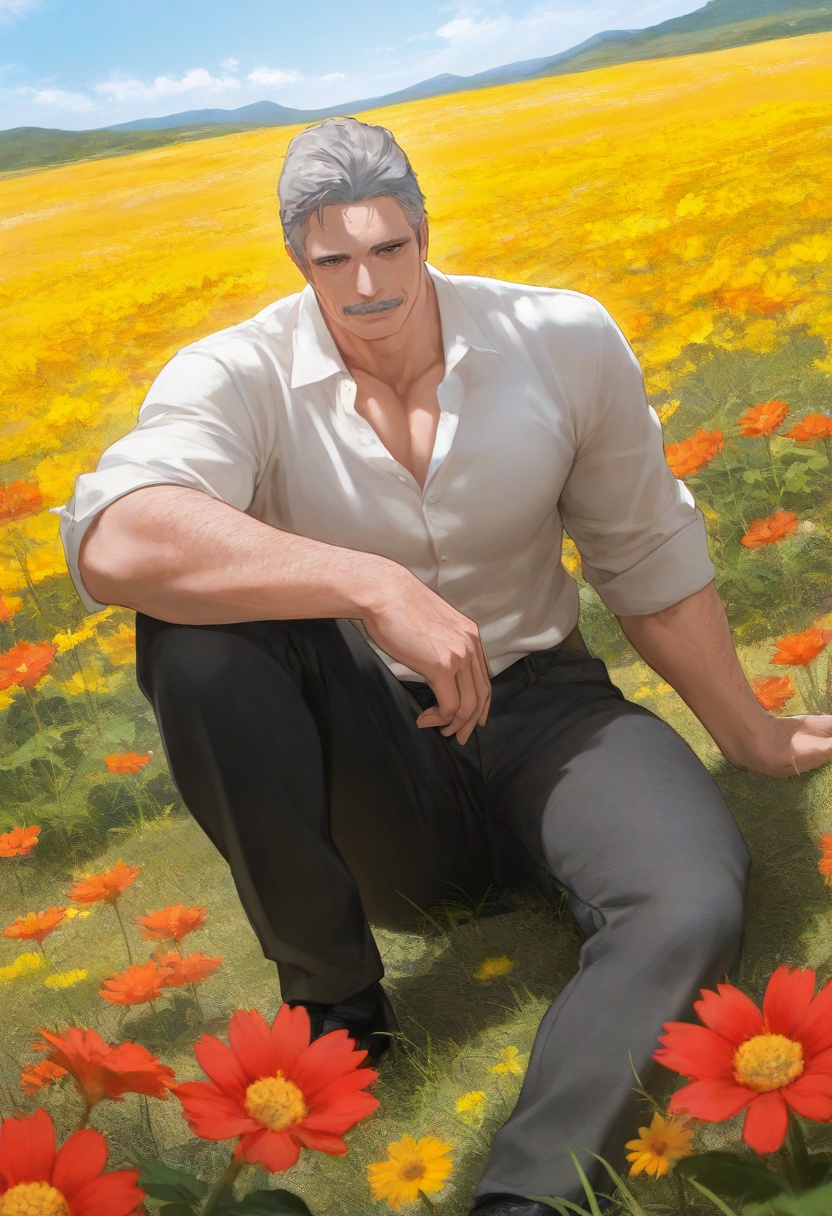 MaximilianVon-1male focus,  grey_MaximilianVon_hair,  grey_MaximilianVon_facial hair on Tensor.Art