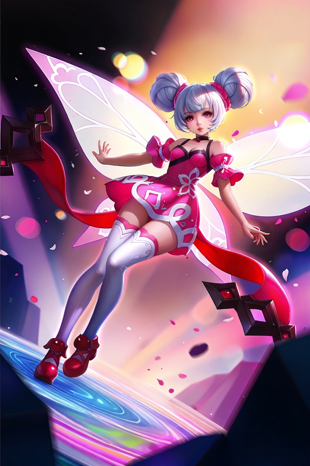 Thigh exposed,  thighhighs,  looking at viewer on Tensor.Art