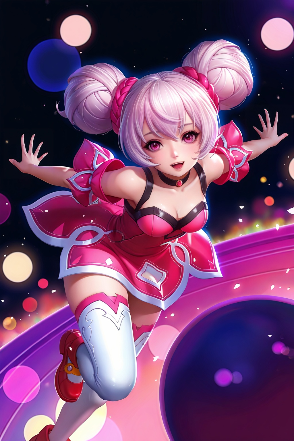 Thigh exposed,  thighhighs,  looking at viewer on Tensor.Art