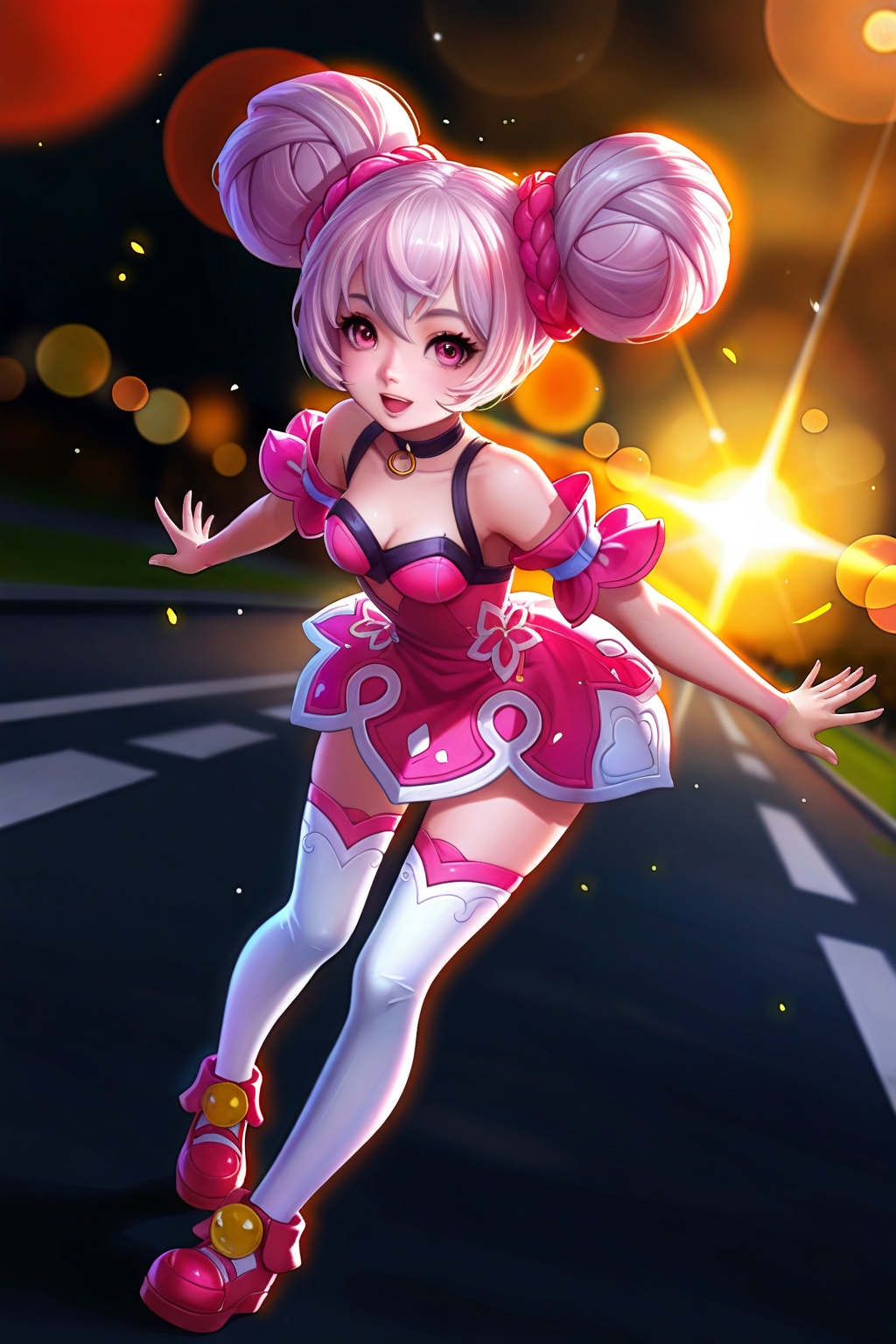 Thigh exposed,  thighhighs,  looking at viewer on Tensor.Art