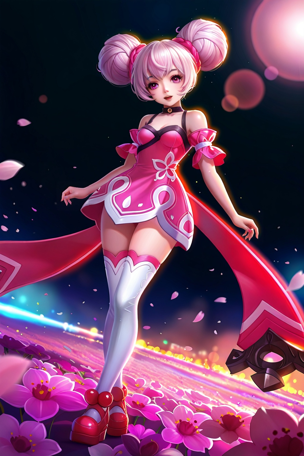 Thigh exposed,  thighhighs,  looking at viewer on Tensor.Art