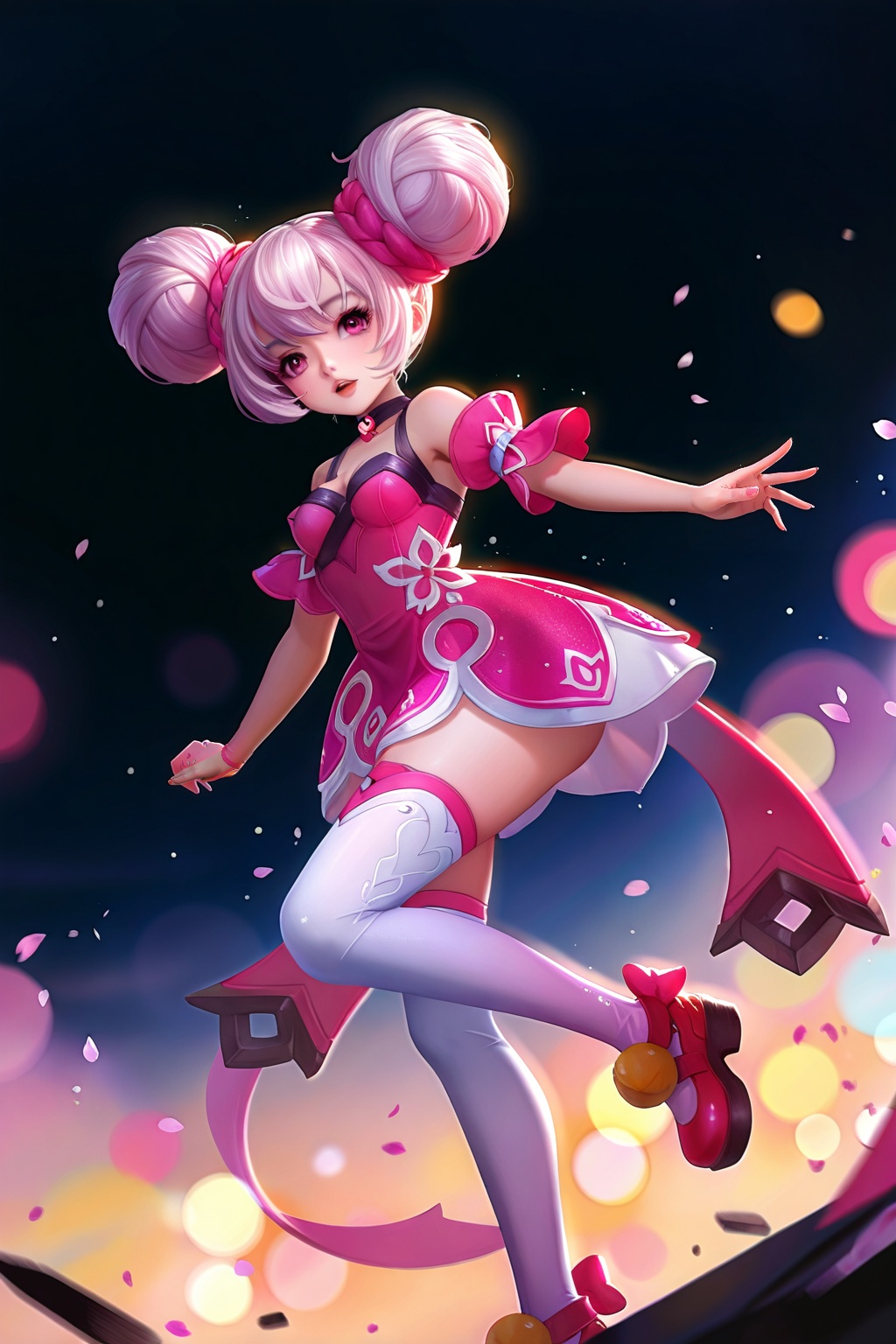 Thigh exposed,  thighhighs,  looking at viewer on Tensor.Art