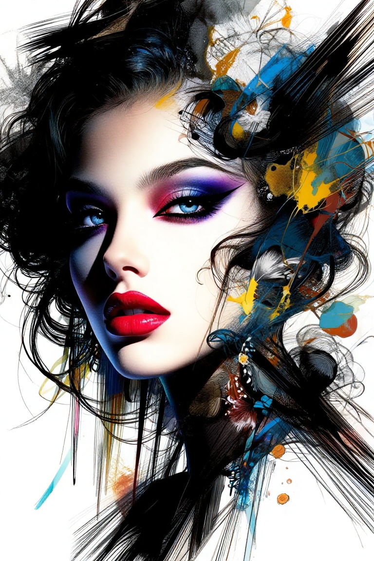 illustration,  1girl,  makeup. sensual. Expansion theme. abstract. surreal. on Tensor.Art