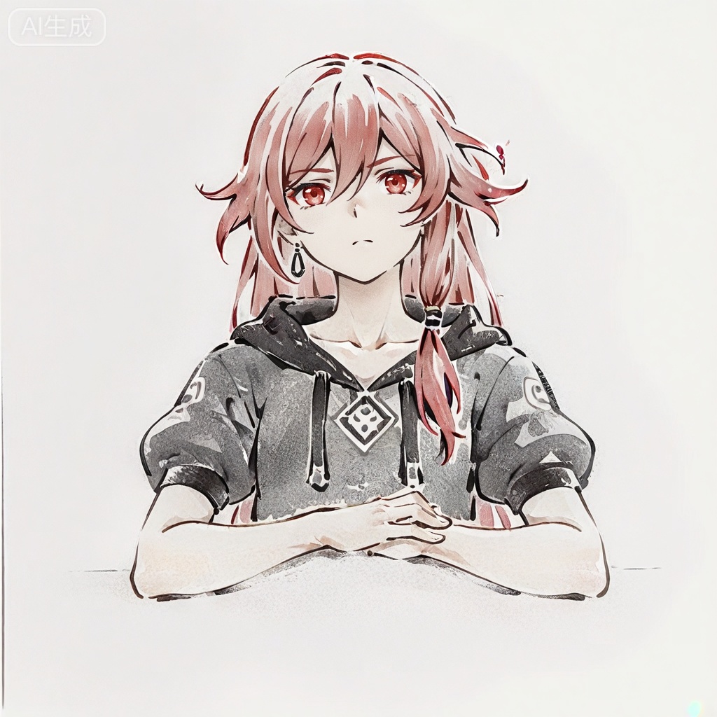 masterpiece, best quality,solo,white background,simple_background,
fu hua,ave_mujica_ed_style,traditional media