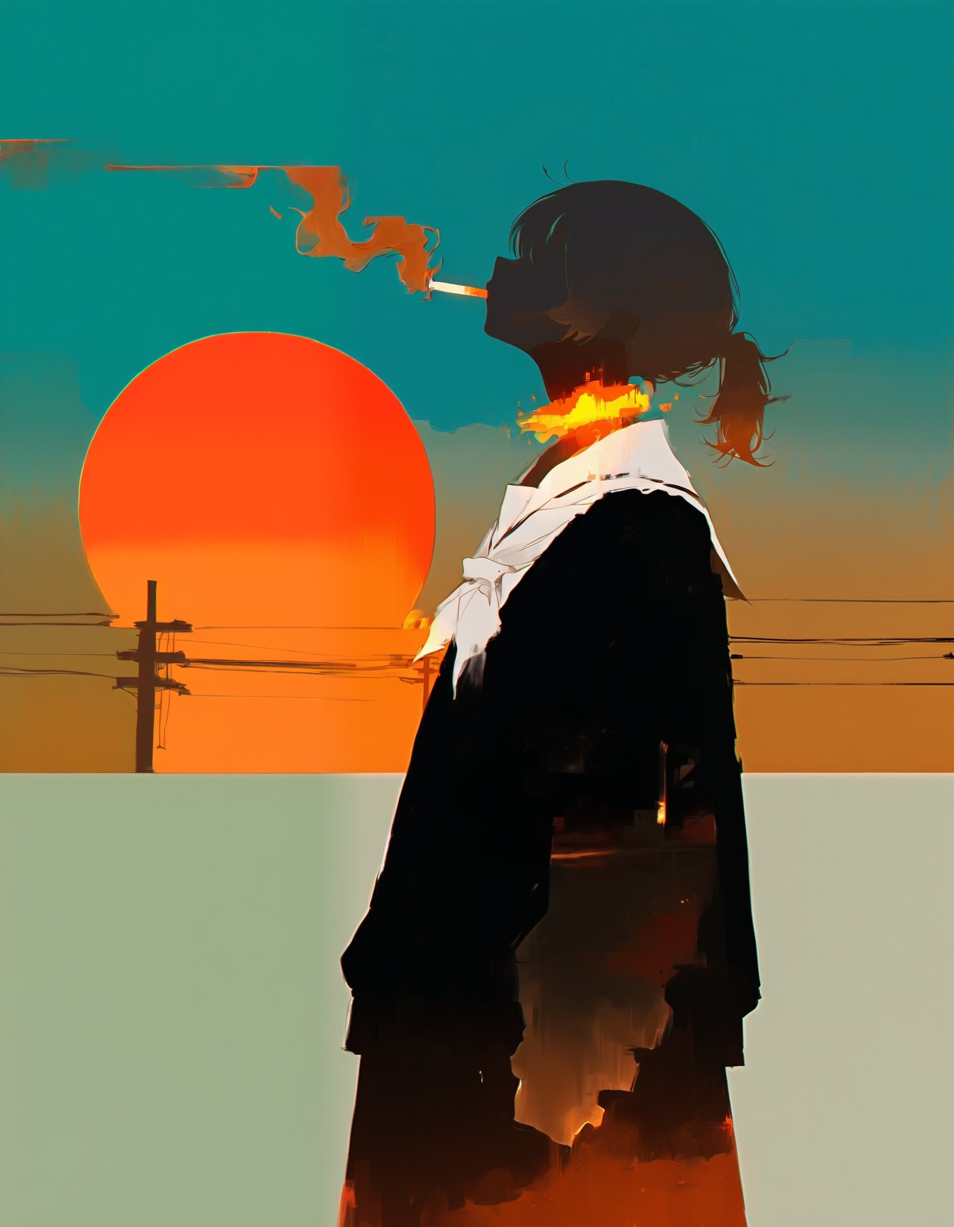 1girl,  solo,  silhouette on Tensor.Art