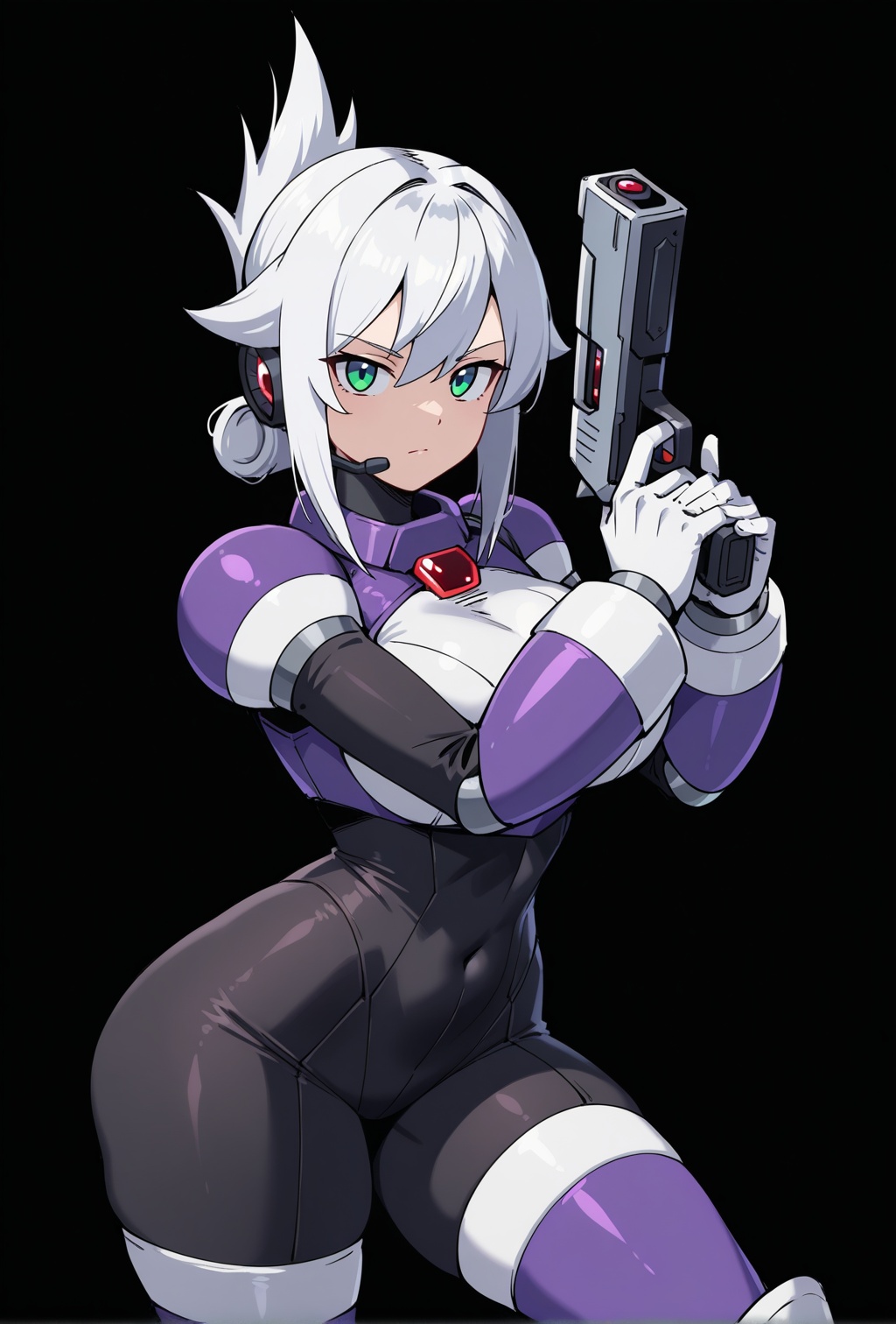 Syntia,  purple armor,  white gloves on Tensor.Art