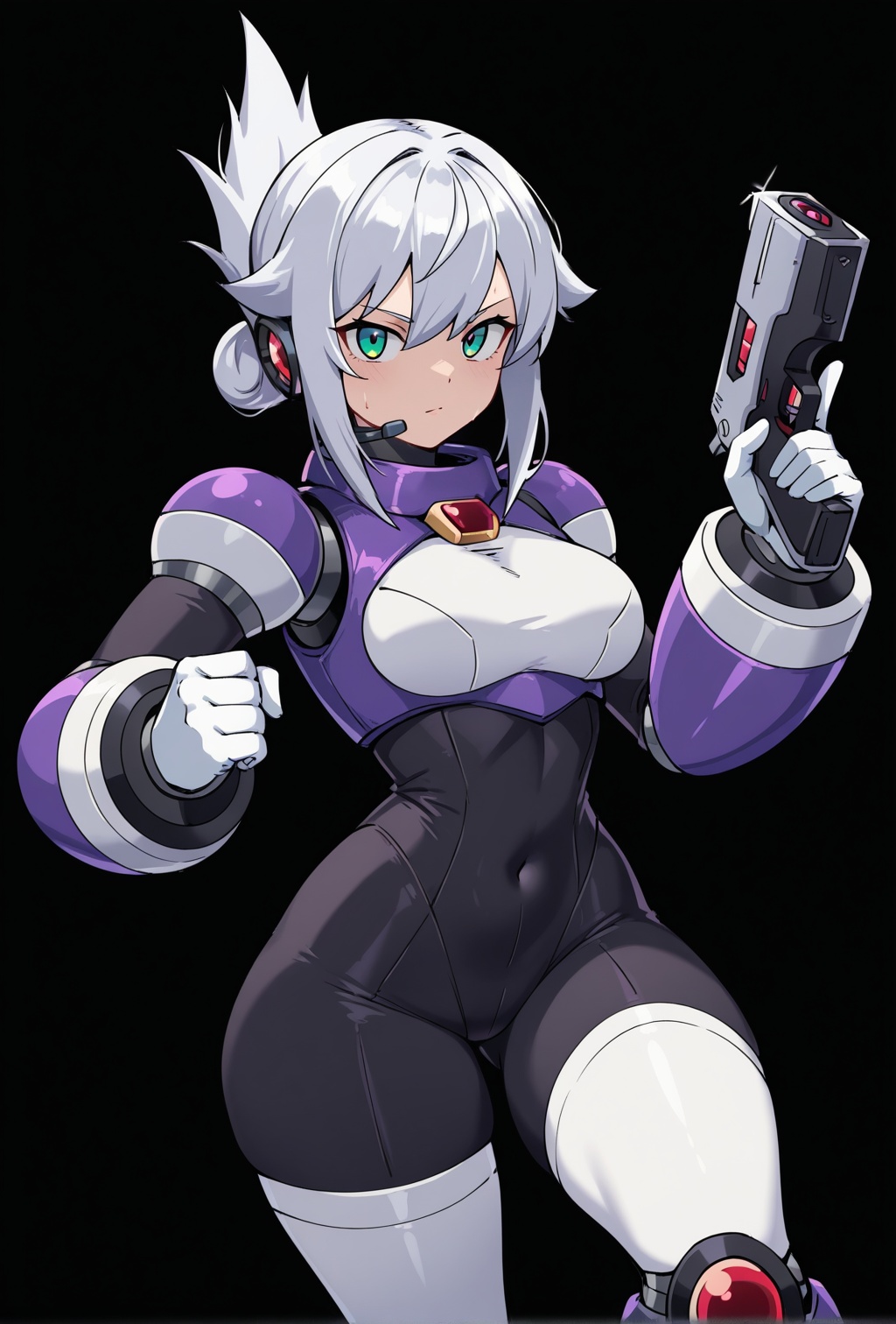 Syntia,  purple armor,  white gloves on Tensor.Art