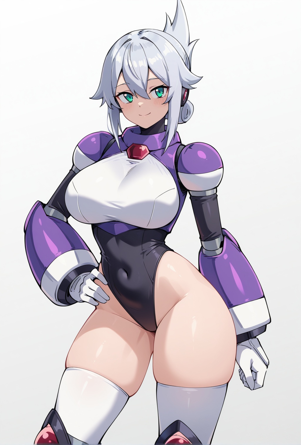 Syntia,  purple armor,  white gloves on Tensor.Art