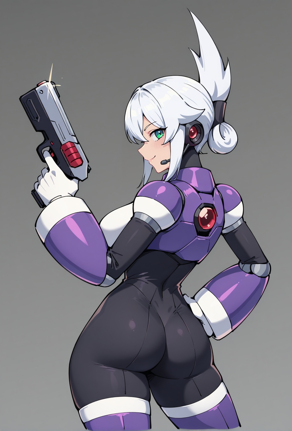 Syntia,  purple armor,  white gloves on Tensor.Art