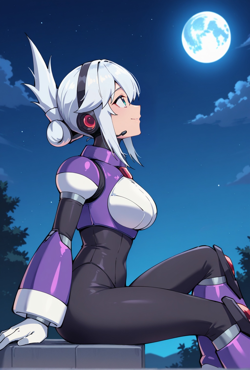 Syntia,  purple armor,  white gloves on Tensor.Art