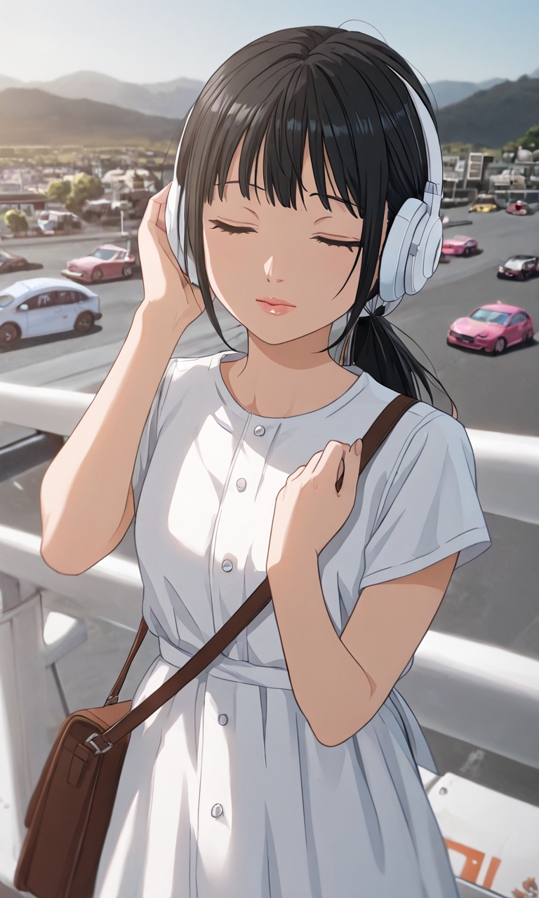 pedestrian bridge,  1girl,  solo on Tensor.Art