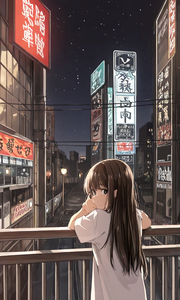 pedestrian bridge,  1girl,  solo on Tensor.Art