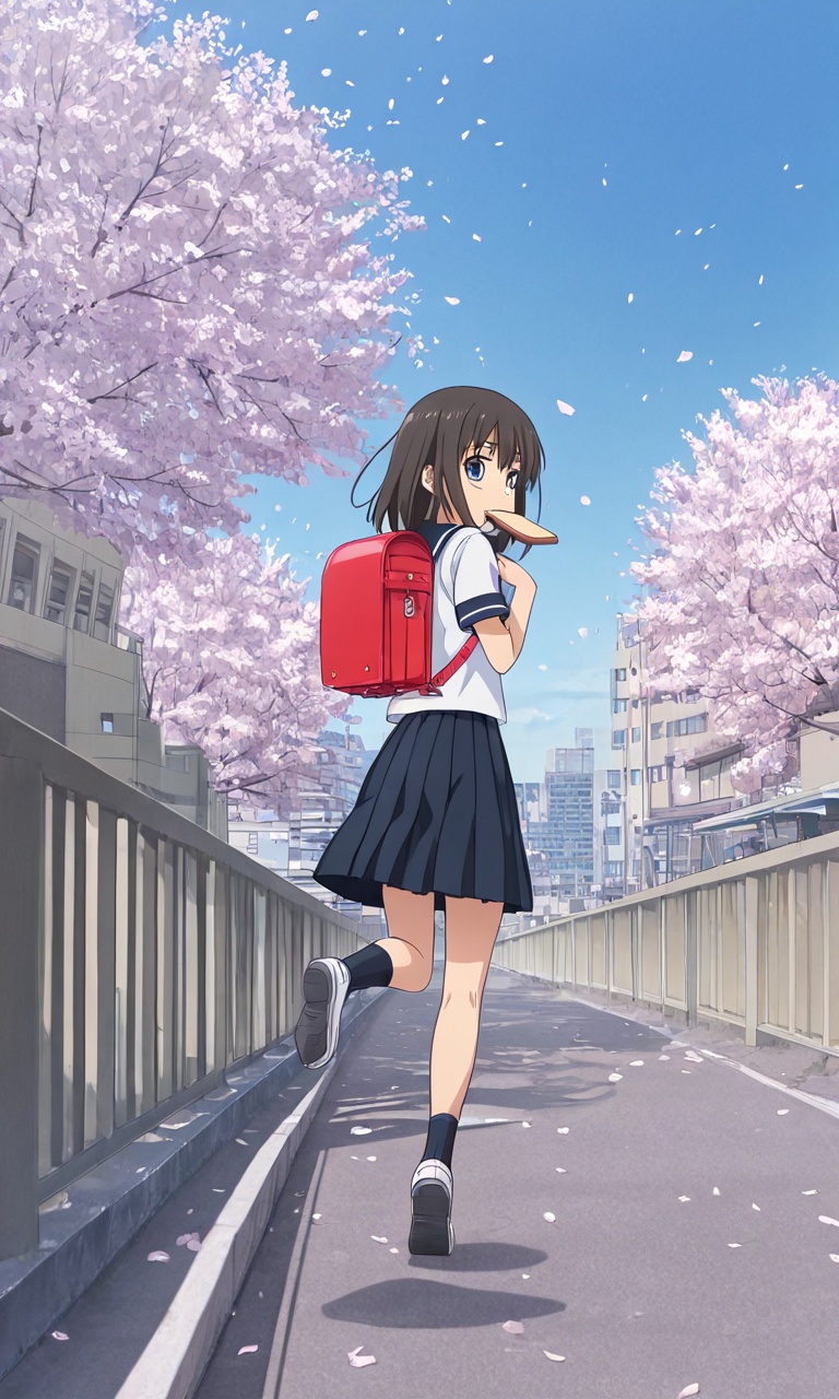pedestrian bridge,  anime coloring,  photo background on Tensor.Art
