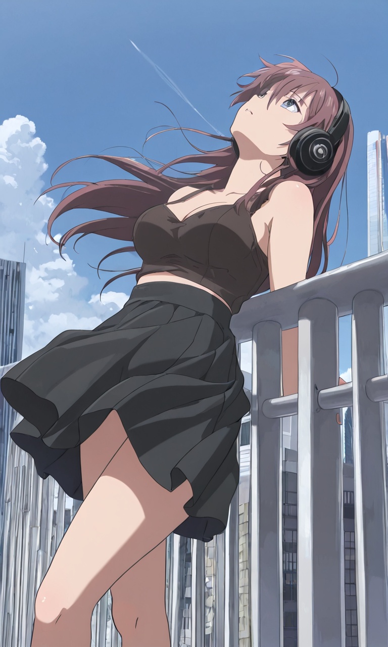 pedestrian bridge,  anime coloring,  photo background on Tensor.Art