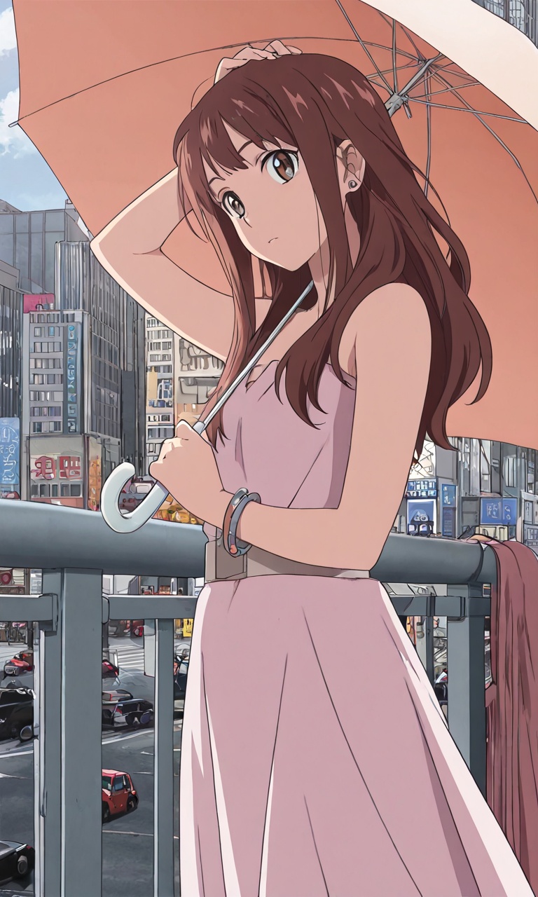 pedestrian bridge,  1girl,  long hair on Tensor.Art