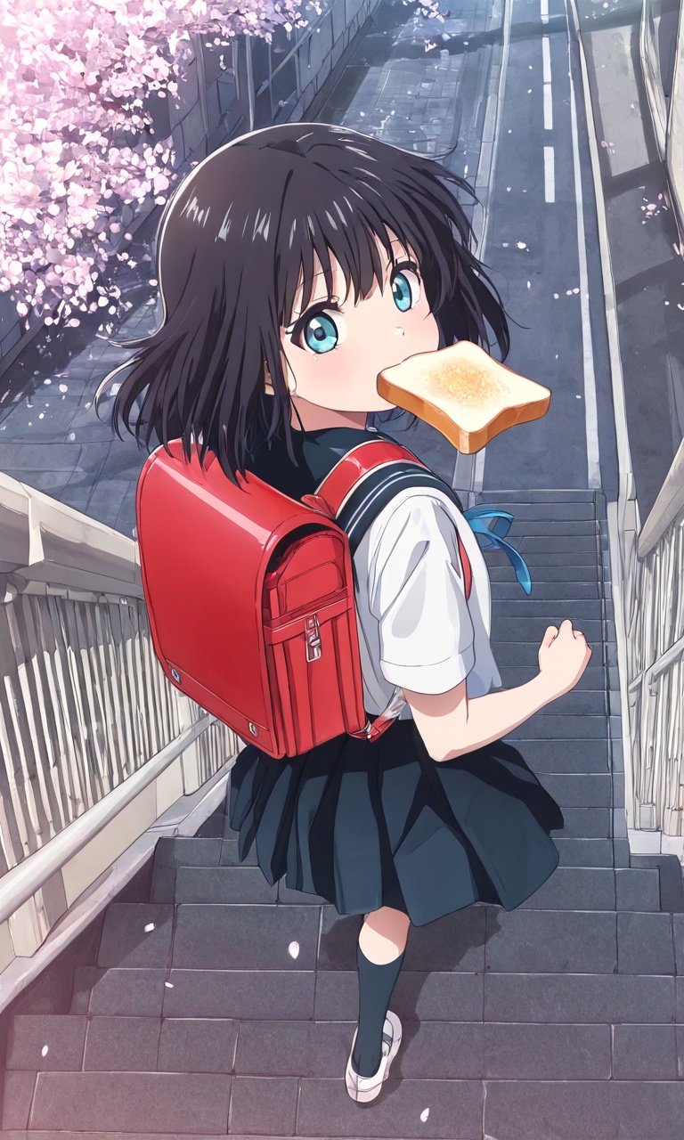 pedestrian bridge,  anime coloring,  photo background on Tensor.Art