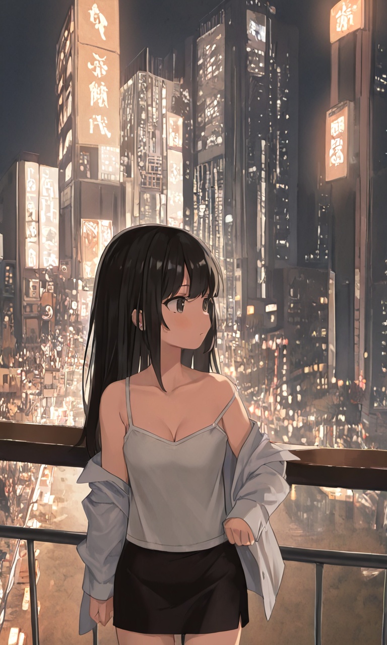 pedestrian bridge,  1girl,  solo on Tensor.Art