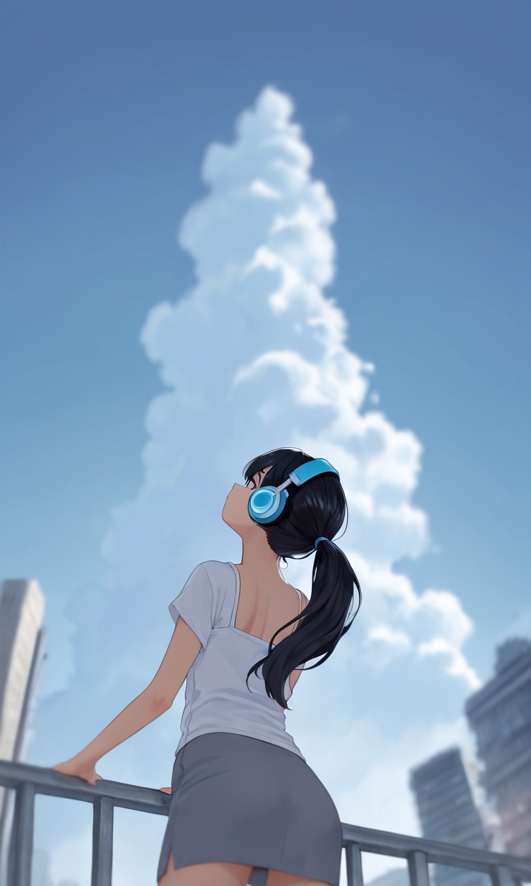 pedestrian bridge,  1girl,  solo on Tensor.Art