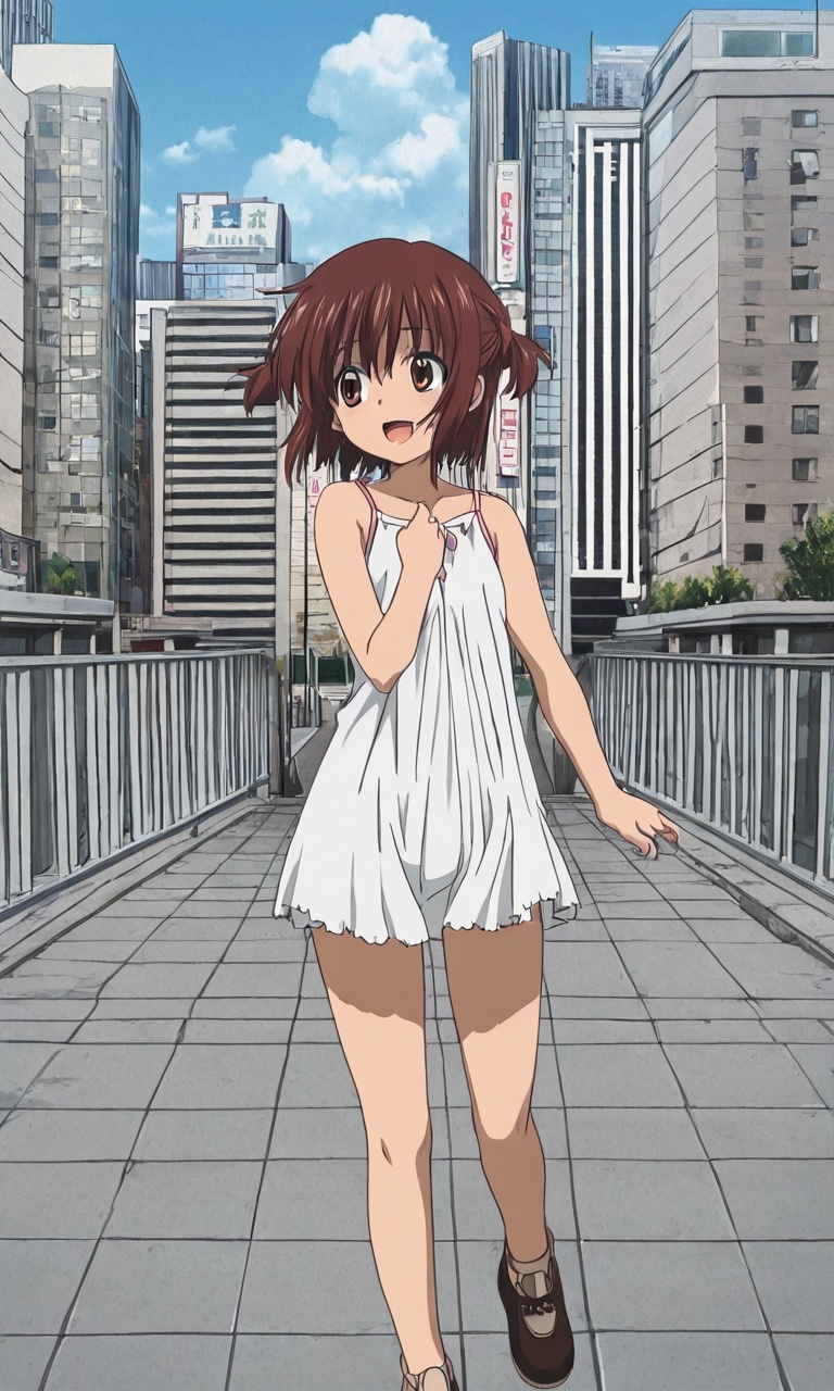 pedestrian bridge,  anime coloring,  photo background on Tensor.Art