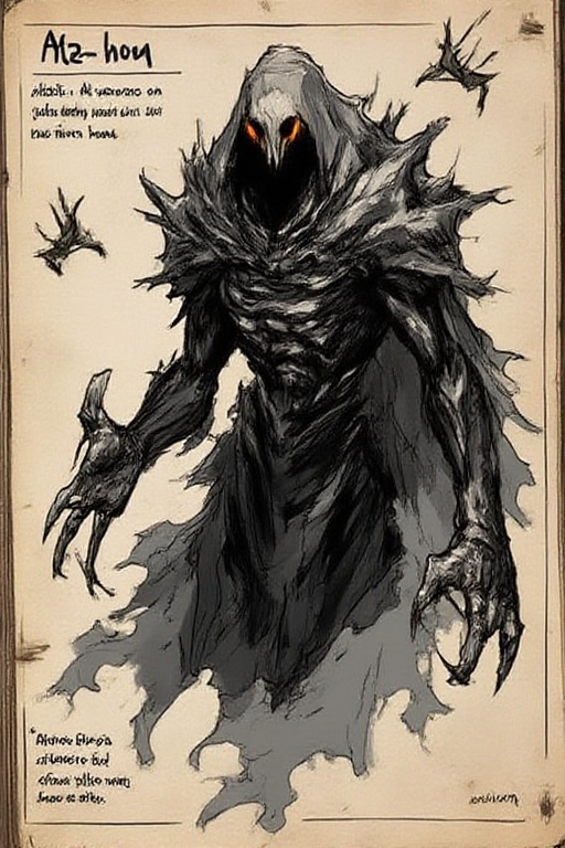 Shadowy ghost wraith,  skeletal silhouette wrapped in tattered spectral cloth,  floating form on Tensor.Art