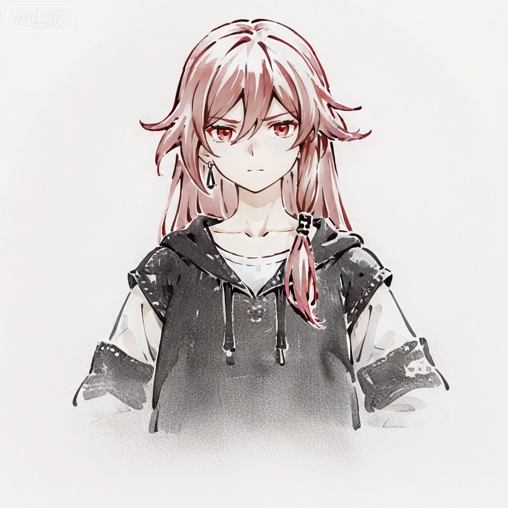 masterpiece, best quality,solo,white background,simple_background,
fu hua,ave_mujica_ed_style,traditional media