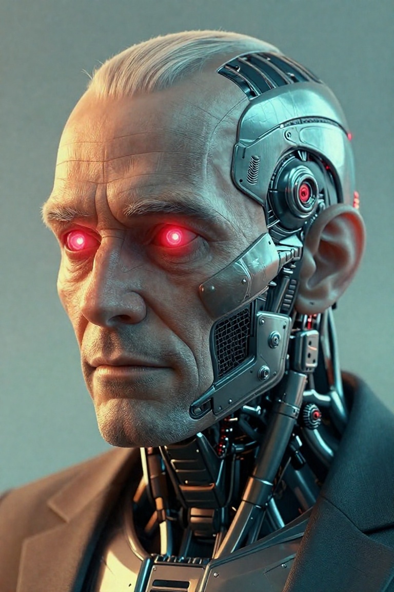 man,  old man cyborg,  human fused with machine on Tensor.Art