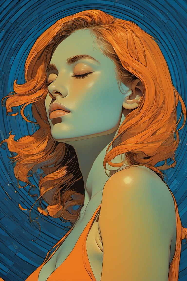 Minimalist illustration,  a beautiful woman,  gorgeous hazel eyes with a hint of green staring at the viewer on Tensor.Art