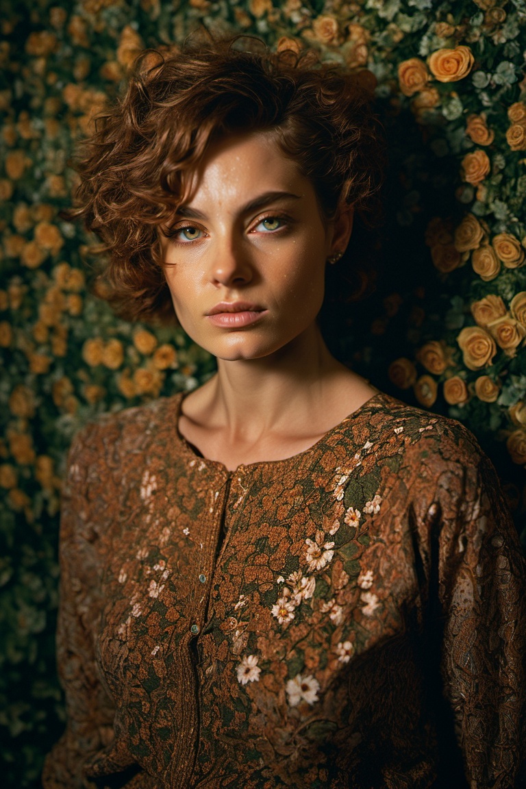 RAW Photography,  a beautiful lady,  short light brown hair on Tensor.Art