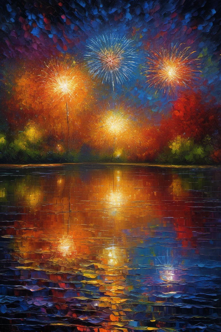 Impressionistic realism,  a wonderful fireworks display,  8k on Tensor.Art