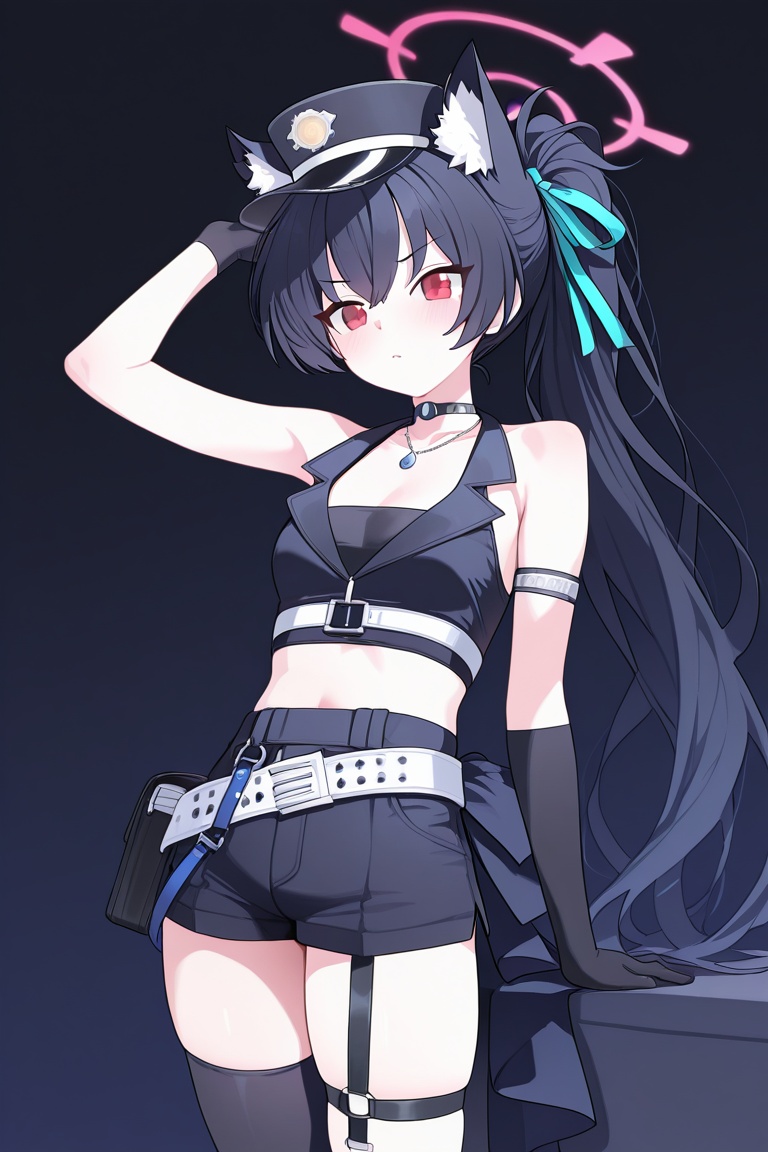 Idolserika(blue archive),  black hair,  ribbon on Tensor.Art