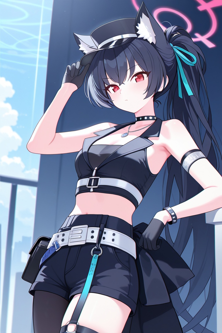 Idolserika(blue archive),  black hair,  ribbon on Tensor.Art