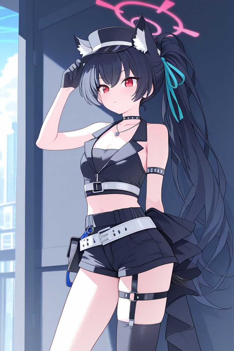 Idolserika(blue archive),  black hair,  ribbon on Tensor.Art