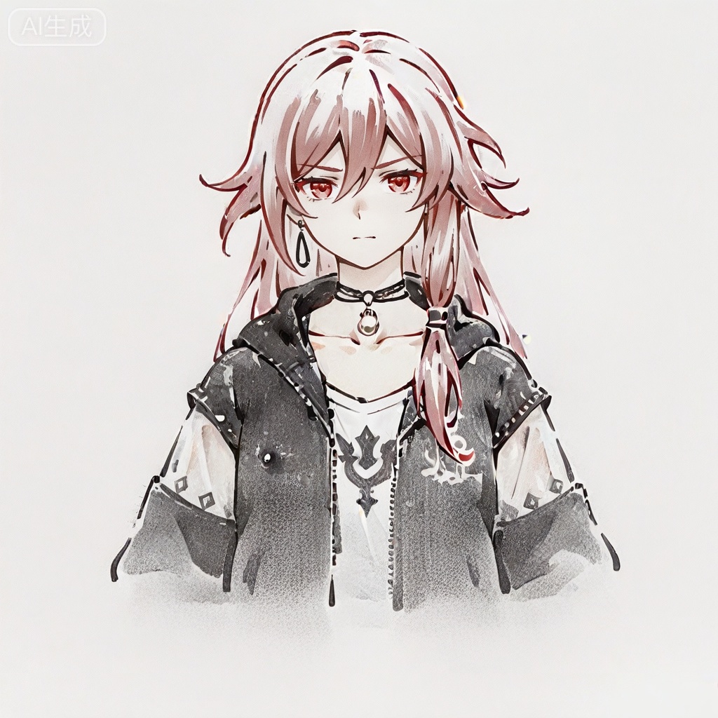 masterpiece, best quality,solo,white background,simple_background,
fu hua,ave_mujica_ed_style,traditional media