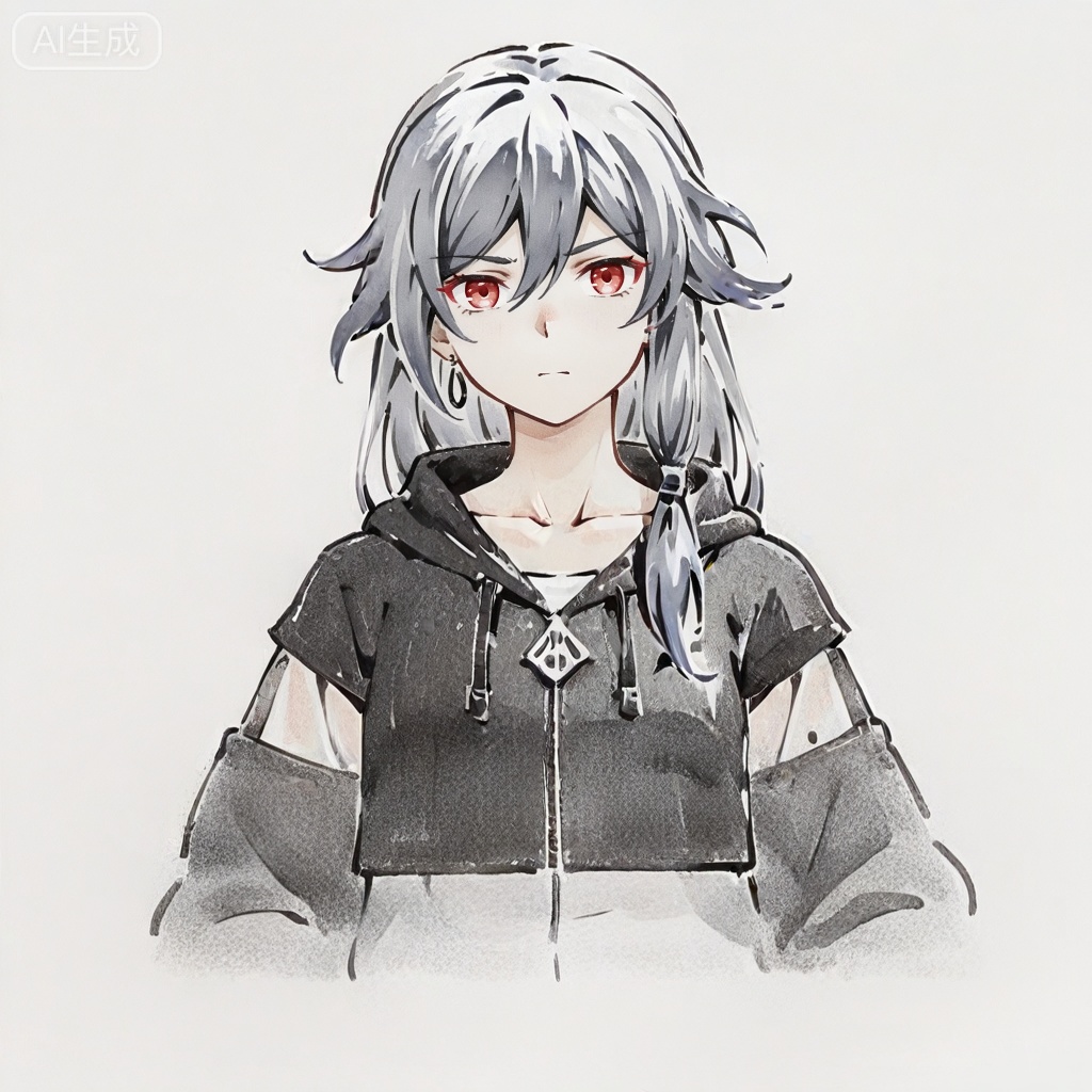 masterpiece, best quality,solo,white background,simple_background,
fu hua,ave_mujica_ed_style,traditional media