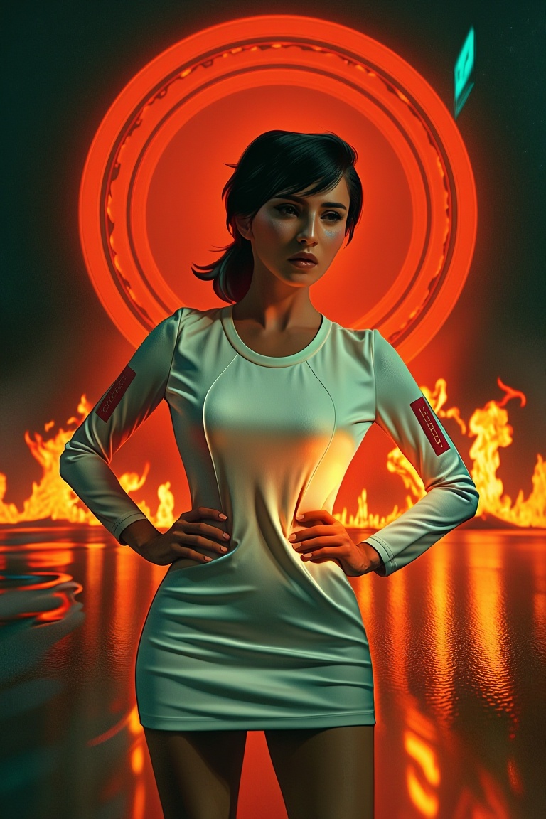 cinematic,  woman in ice flames on Tensor.Art