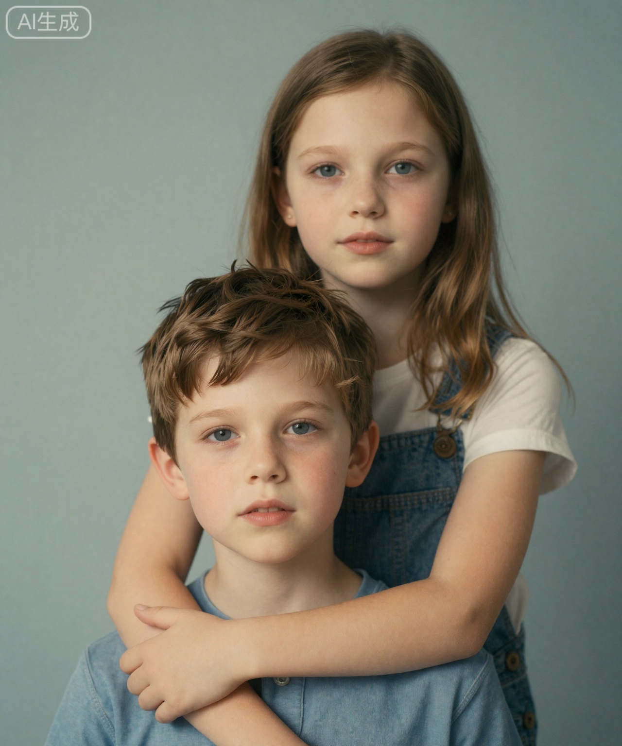 一个欧美白人女孩,6岁男孩