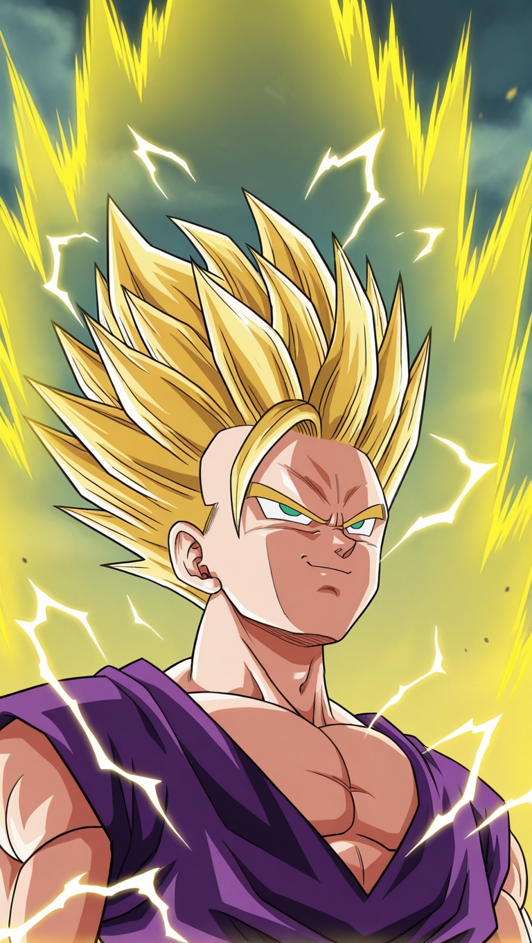 gohan_ssj2,  blue electricity,  purple dougi on Tensor.Art