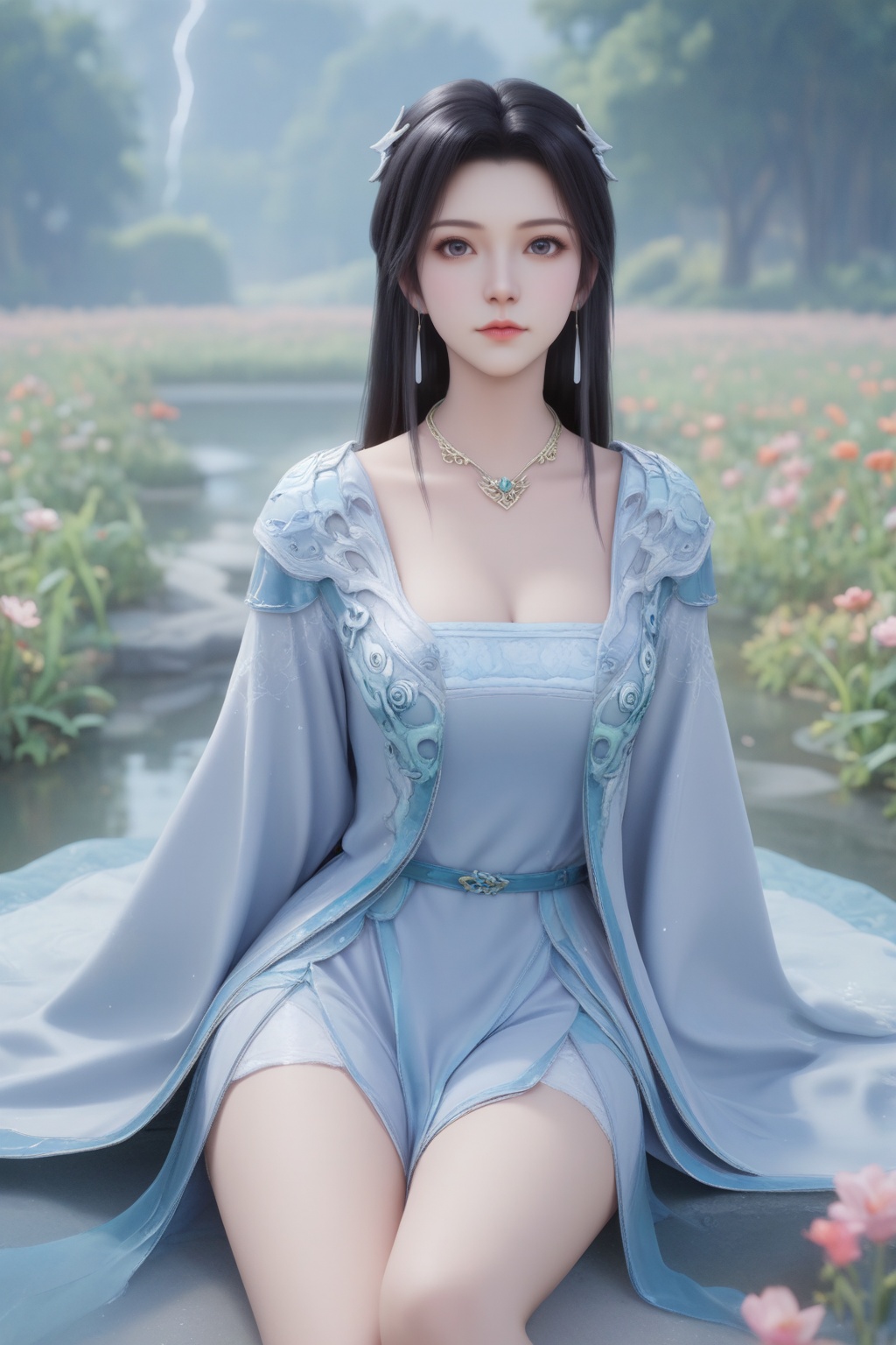 Pond,  Pond,  flower field on Tensor.Art