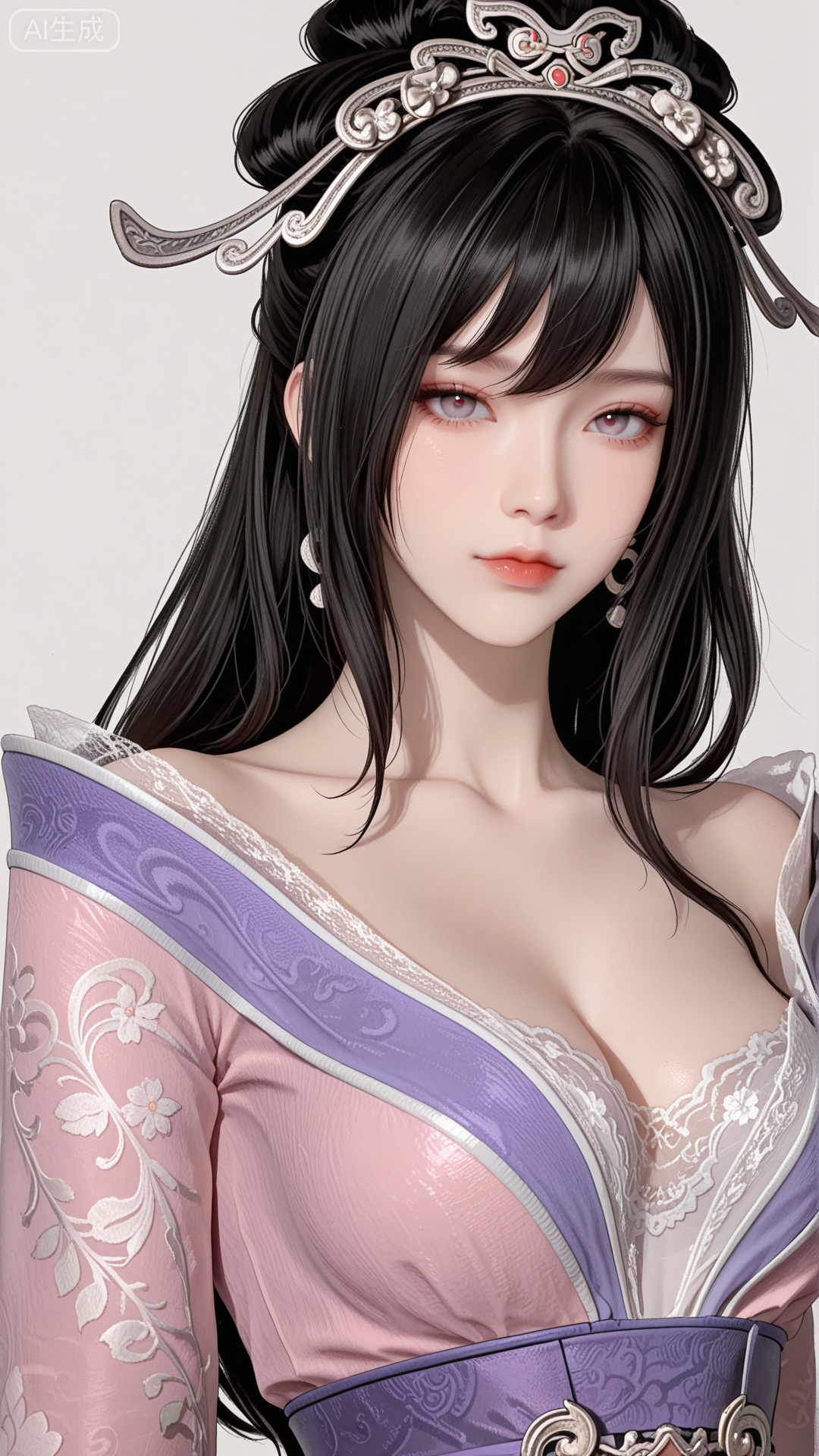 HL clothes, solo, exquisite skin, upper_body, looking at viewer, even illumination, very awa, simple background,