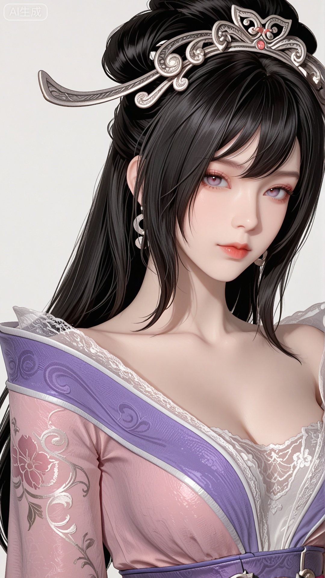 HL clothes, solo, exquisite skin, upper_body, looking at viewer, even illumination, very awa, simple background,