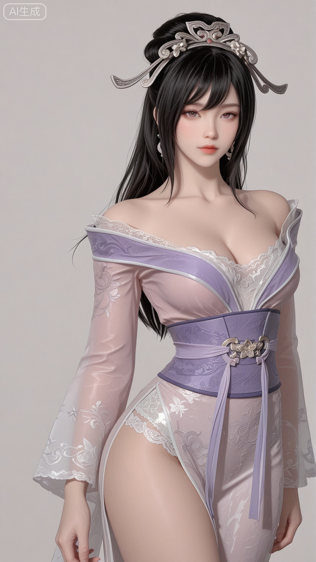 HL clothes, solo, exquisite skin, cowboy_shot, looking at viewer, even illumination, very awa, simple background,