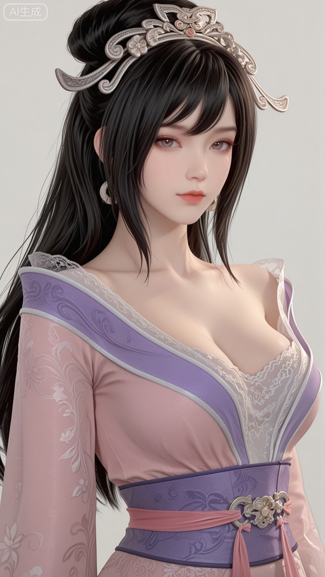 HL clothes, solo, exquisite skin, upper_body, looking at viewer, even illumination, very awa, simple background,