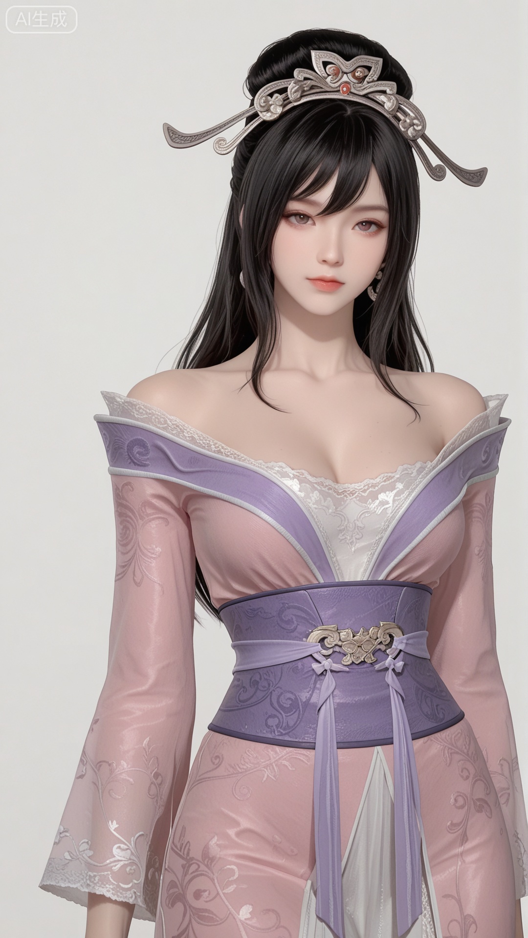 HL clothes, solo, exquisite skin, cowboy_shot, looking at viewer, even illumination, very awa, simple background,