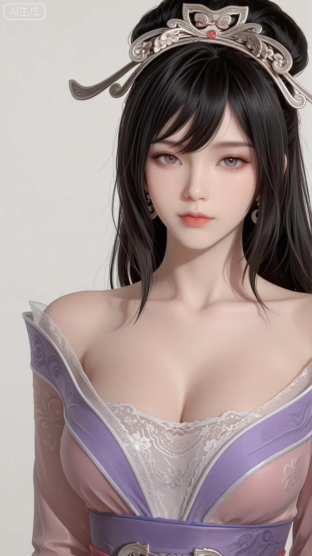 HL clothes, solo, exquisite skin, upper_body, looking at viewer, even illumination, very awa, simple background,